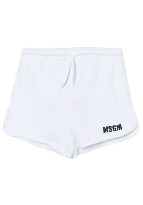 Shorts bambina bianco in cotone MSGM | MSJGSH095/CEBIANCO