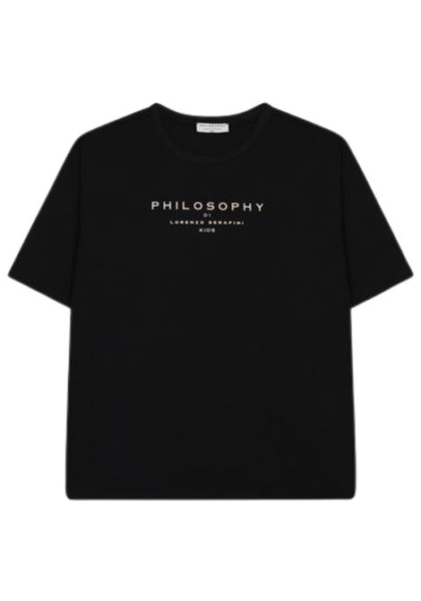 T-shirt bambina nera in cotone PHILOSOPHY | I1E6055203/MANERO