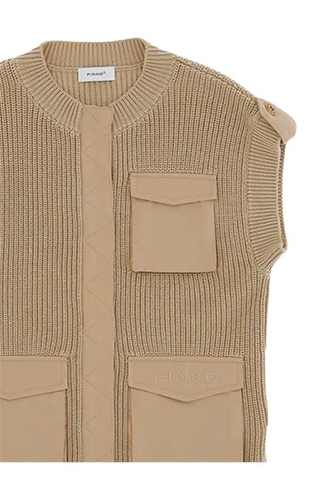 Gilet bambina beige in cotone Pinko | KFMA002/SUBEIGE