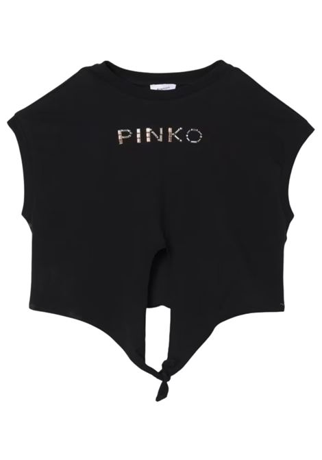 T-shirt bambina nera in cotone Pinko | KFTS004/SUNERO