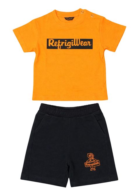 Completo neonato arancio/nero in cotone REFRIGIWEAR | RN1746DS26ARANCIO/NERO