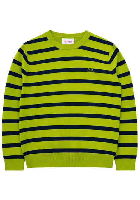 Maglione bambino blu/verde in cotone SUN68 | 363291VERDE/BLU