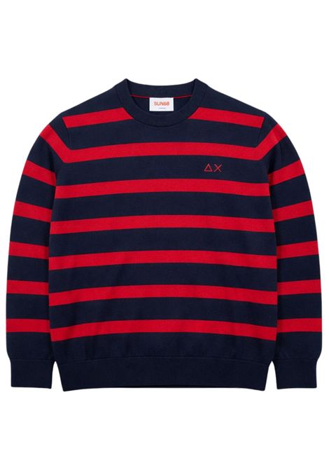 Maglione bambino blu/rosso in cotone SUN68 | 363292BLU/ROSSO