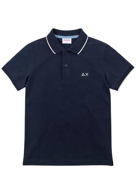 Blue cotton polo shirt for children SUN68 | A36311BLU