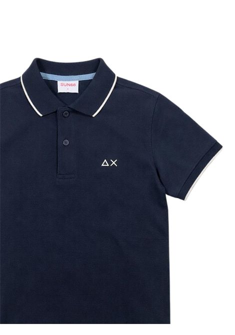 Blue cotton polo shirt for children SUN68 | A36311BLU