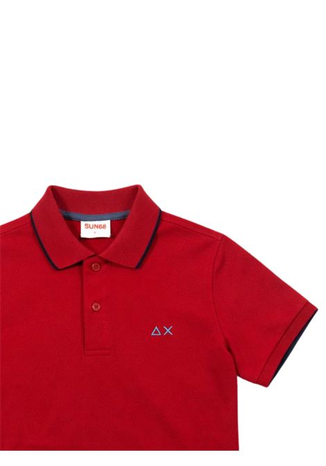 Red cotton polo shirt for children SUN68 | A36311ROSSO