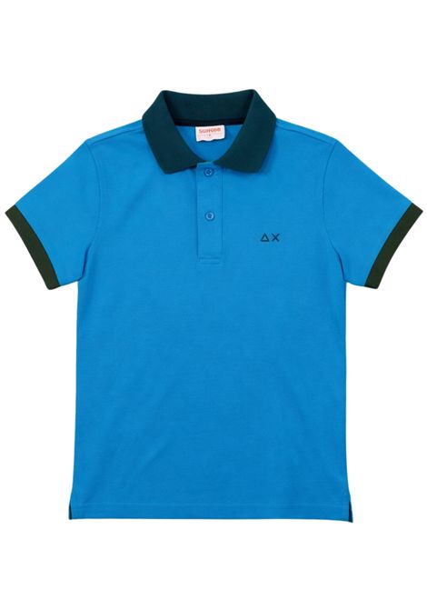 Polo bambino azzurra in cotone<BR/>
