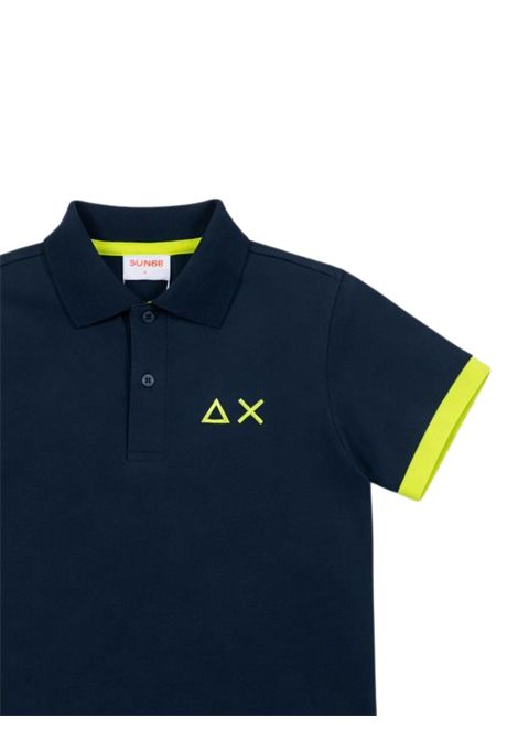 Blue cotton polo shirt for children SUN68 | A36321BLU