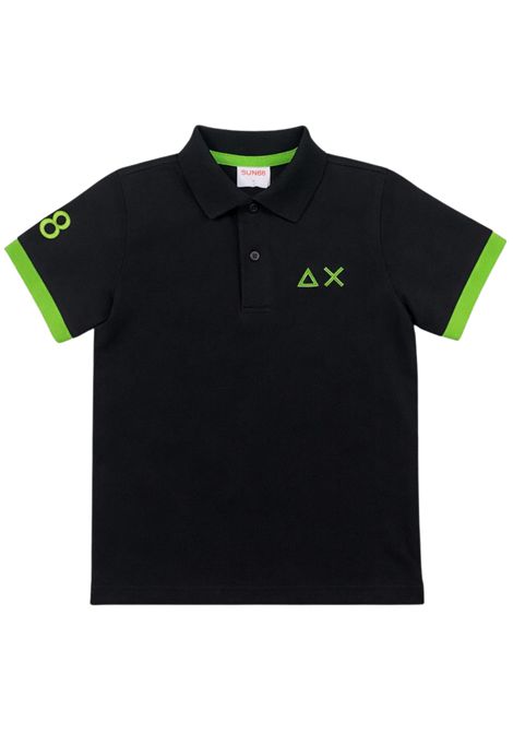 Green cotton polo shirt for children SUN68 | A36321NERO