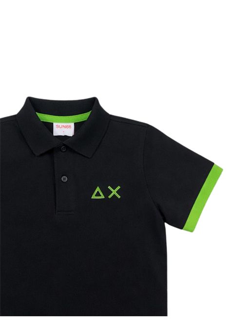 Green cotton polo shirt for children SUN68 | A36321NERO
