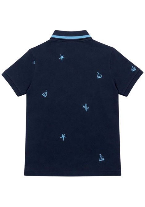 Blue cotton polo shirt for children SUN68 | A36326BLU
