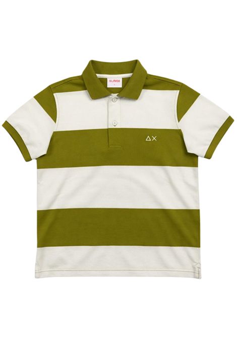 Cream/green cotton polo shirt for kids SUN68 | A63282PANNA/VERDE