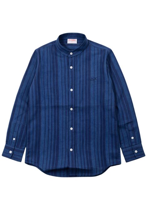 Blue linen shirt for children SUN68 | S363101BLU