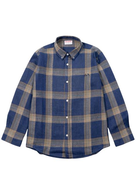 Blue linen shirt for children SUN68 | S363138BLU