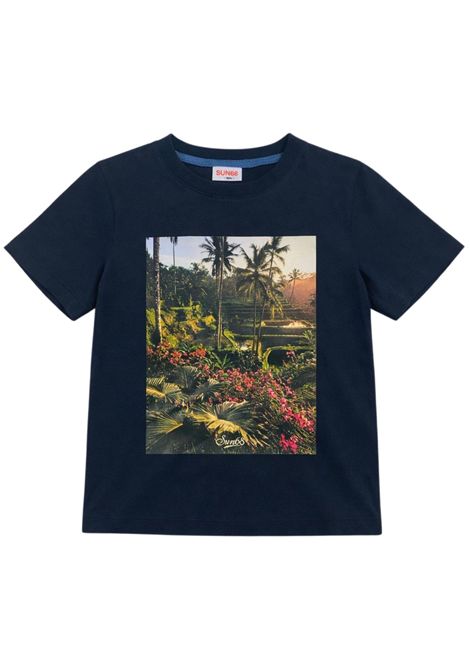 Blue cotton T-shirt for children SUN68 | T36310BLU