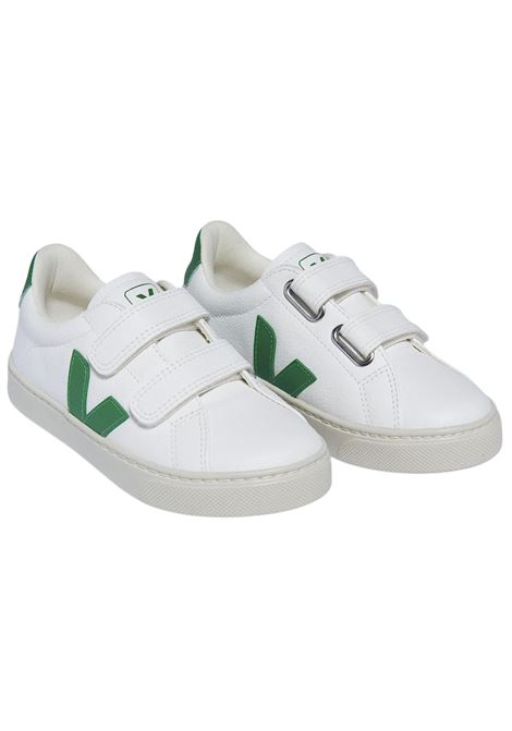 Unisex white/green leather shoes VEJA | V-90/DELBIANCO/VERDE
