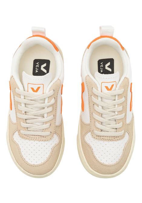 Scarpe unisex bianco/arancio in pelle VEJA | V10/DELBIANCO/ARANCIO